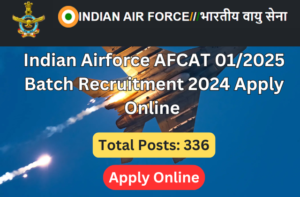 Indian Airforce AFCAT 01/2025 Batch Recruitment 2024 Apply Online for 336 Post