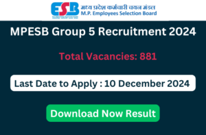 MPESB Group 5 Recruitment 2024, Apply Online for 881 Paramedical Staff Vacancies