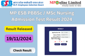 MP ESB PBBSc / MSc Nursing Admission Test Result 2024