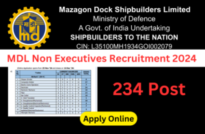 MDL Non Executives Recruitment 2024 Apply Online for 234 Post