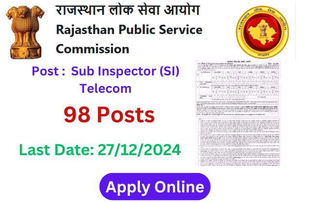 Rajasthan Police SI Telecom Recruitment 2024: Apply for 98 Sub Inspector Positions