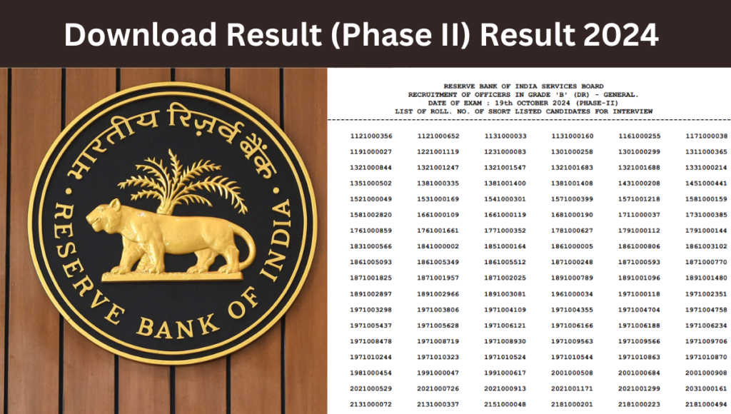 RBI Officer Grade B Recruitment 2024 Download Phase I Result with Marks, Phase II Result for 94 Post