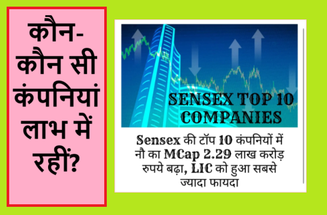 SENSEX TOP 10 COMPANIES